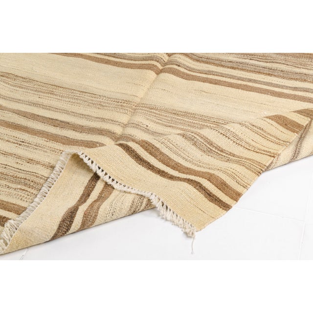 Vintage Neutral Striped Kilim For Sale - Image 4 of 10