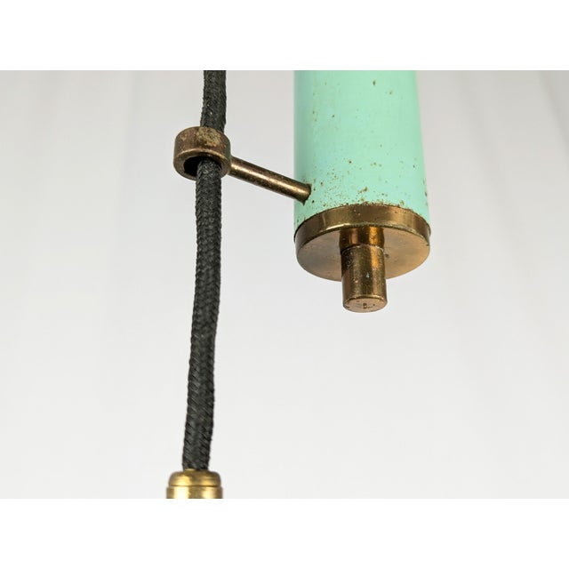 1950s Mid-Century Modern Italian Aquamarine and Brass Counterweight Pendant from Stilnovo, 1950s For Sale - Image 5 of 10