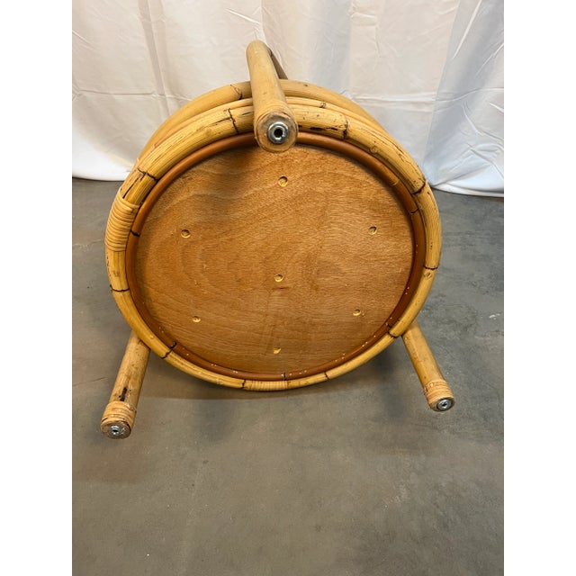 Tan Mid 20th Century Mid-Century Bamboo Two-Tiered Bar Cart For Sale - Image 8 of 12