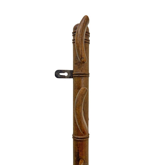 Mid-Century Modern French Wall Mounted Coat Rack in Faux Bamboo, 1950s For Sale - Image 3 of 7