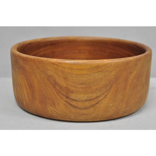 Mid-Century Modern Vintage Mid Century Danish Modern Carved Teak Wood Salad Fruit Bowl (A) For Sale - Image 3 of 13