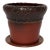 Vintage Crimson and Slate Studio Ceramic Planter With Saucer by Deanna Nichols For Sale