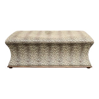 Wesley Hall Leopard Print Ottoman/Coffee Table For Sale