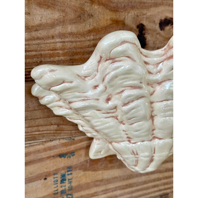 Ceramic Vintage Ceramic Glazed Sculptural Clam Shell Wall Pockets-Pair For Sale - Image 7 of 12