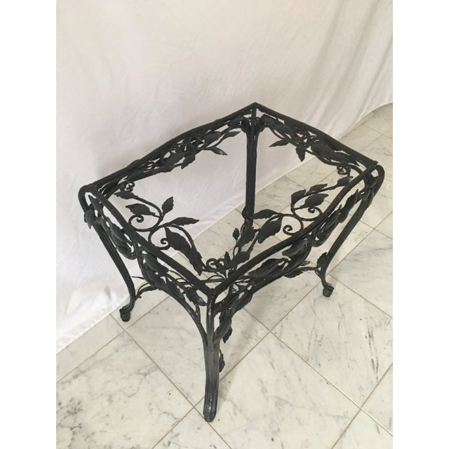 Vintage Black Iron Glass Top Table For Sale - Image 4 of 8