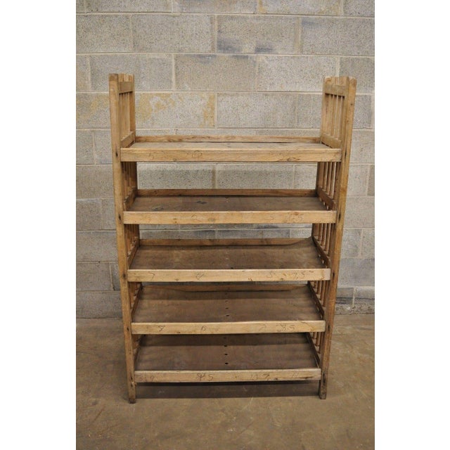 Vintage Wooden Industrial 5 Shelf Shoe Drying Rack / Retail Store