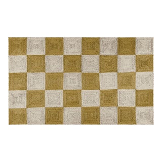 Part & Parcel Goods Jute Block Runner, 2’6”x12’, Olive and Sky Bue For Sale