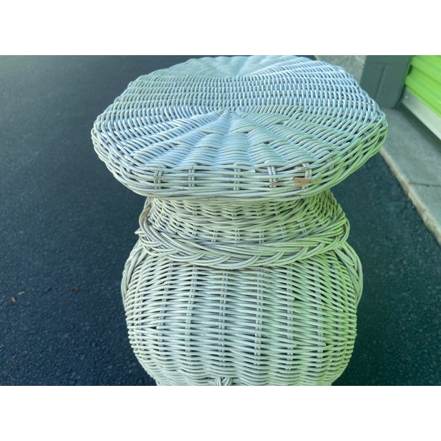 Vintage White Wicker Elephant Side Table With Removable Tray Chairish