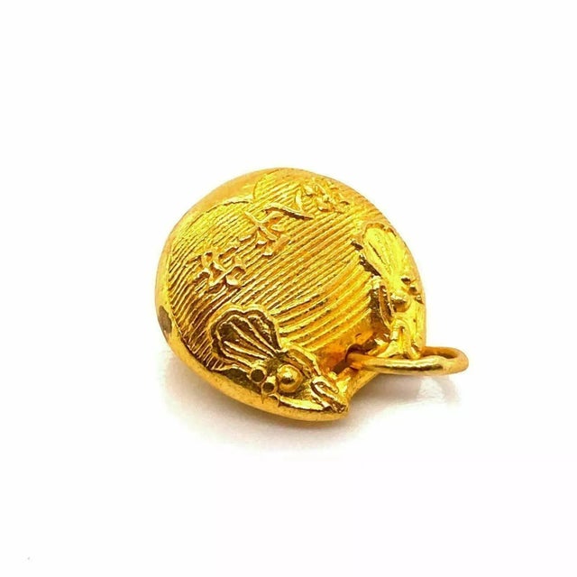 Metal Textured Design 24k Gold Purse Charm Pendant For Sale - Image 7 of 12
