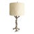 Organic Modern Silvered Metal Faux-Bois Table Lamp, Original Finial and Shade For Sale