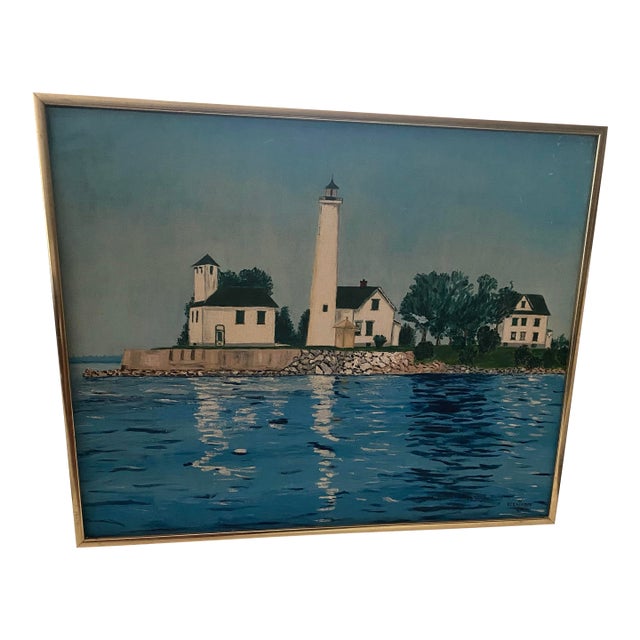 Nautical Art. 1971 Coastal Painting on Board Mack Resnikoff For Sale