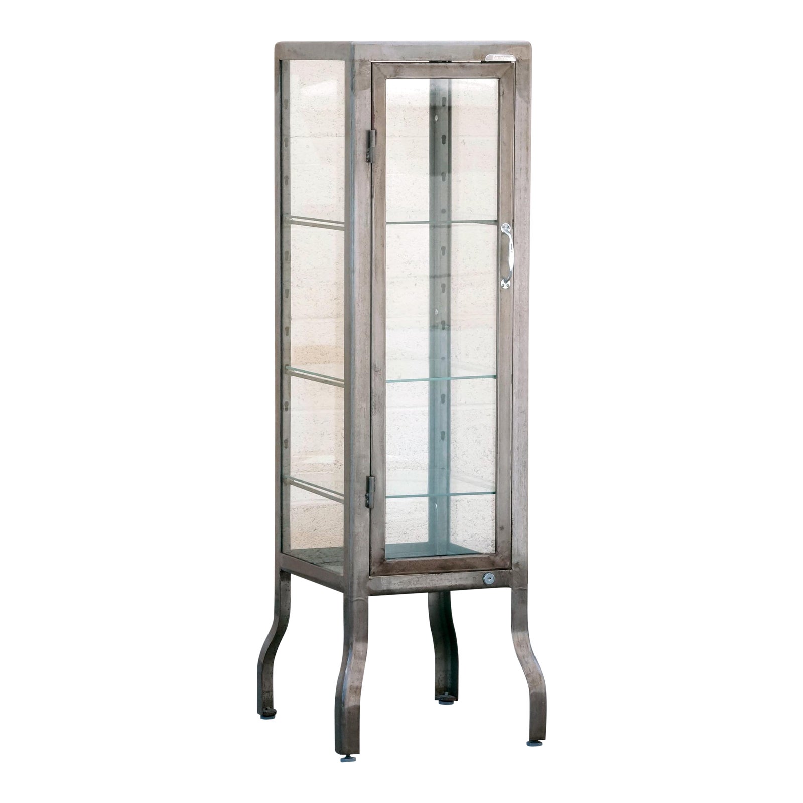 Vintage Glass And Steel Pharmacy Style Display Cabinet Chairish