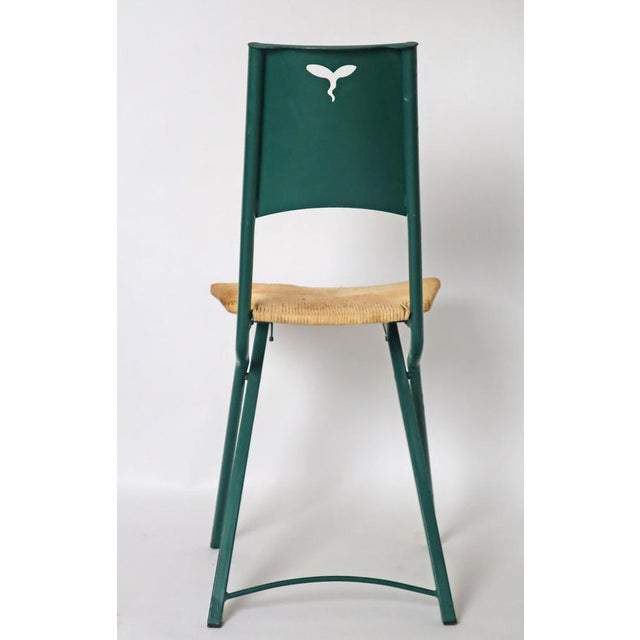 Green Mia Folding Chair with Rush Seat attributed to Giorgio Cattelan, Italy, 1980s For Sale - Image 13 of 18