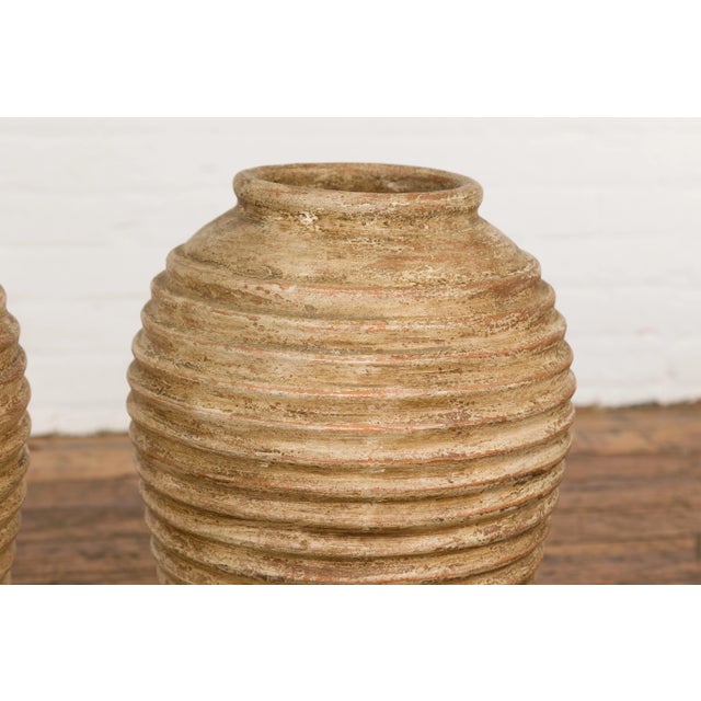 Near Vintage Jars with Textured Surface - A Pair For Sale - Image 11 of 12