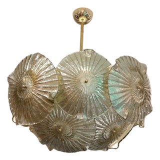 Golden Murano Glass Water Lily Lamp, 1970s For Sale