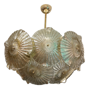 Golden Murano Glass Water Lily Lamp, 1970s