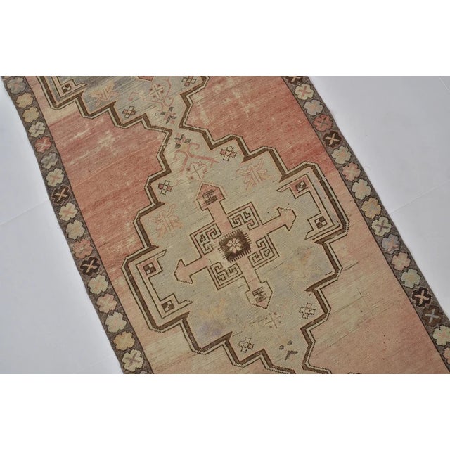 Triple Medallion Vintage Turkish Runner For Sale - Image 9 of 10