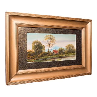 Vintage Landscape Painting, Scottish School, Framed, Oil, Riverbank Scene, Art For Sale