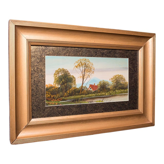 Vintage Landscape Painting, Scottish School, Framed, Oil, Riverbank Scene, Art For Sale