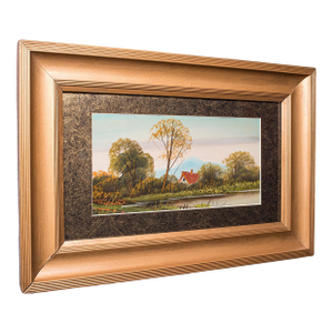 Vintage Landscape Painting, Scottish School, Framed, Oil, Riverbank Scene, Art
