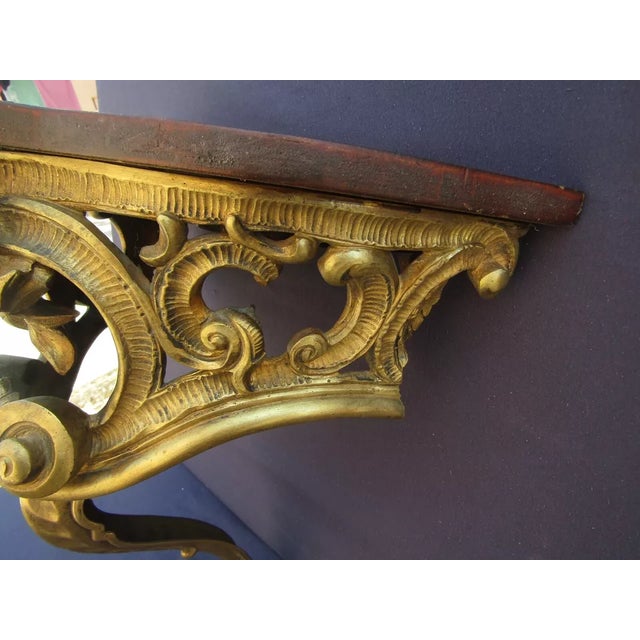Metal 19thc French Rococo Heavy Louis XV Style Gilt Bronze Wall Console/ Display Shelf For Sale - Image 7 of 12