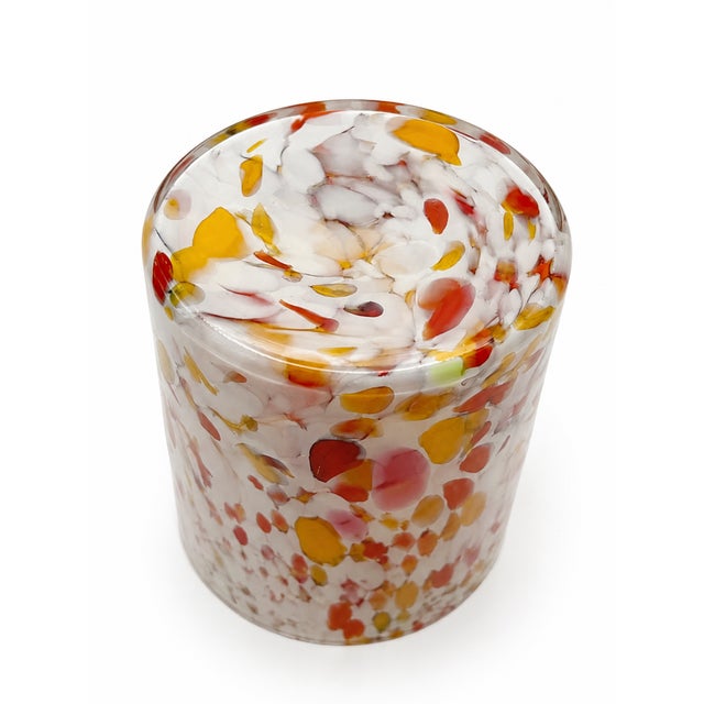 Mauve Art Deco Mottled Spatter Glass and Silver-Plated Covered Jar, Belgium, 1930s For Sale - Image 8 of 14
