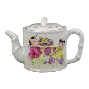Chinese Vintage Porcelain Tea Pot China Famille Rose Porcelain Tea Pot Hand Painted Children Pattern