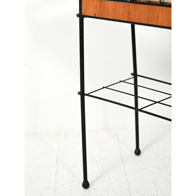 Wood Scandinavian Flower Stand in Black Metal and Teak, 1960s For Sale - Image 7 of 10