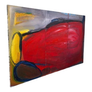 Monumental Abstract Triptych – Hand-Painted Acrylic on Canvas – Palm Beach Estate – 108” X 60 For Sale
