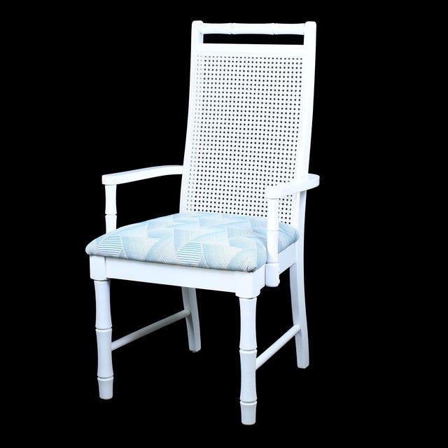 Late 20th Century Set of 6 Faux Bamboo and Cane White Chairs For Sale - Image 5 of 7