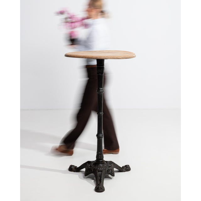 Mid 20th Century Mid 20th Century Cast Iron Bistro Table With Oak Top For Sale - Image 5 of 9