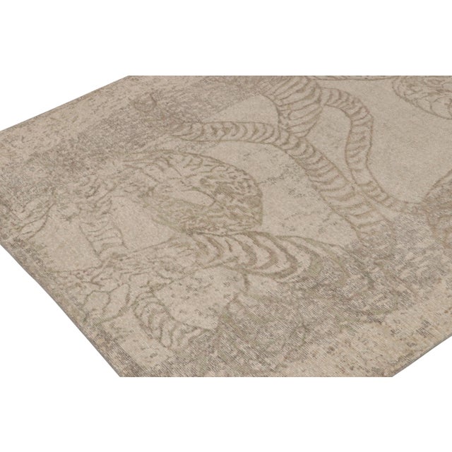 Rug & Kilim Distressed Style Abstract Rug in Beige-Brown & Gray Pattern by Rug & Kilim For Sale - Image 4 of 7