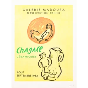 1966 After Marc Chagall, "Chagall - Ceramics" Poster for the Madoura Gallery, Cannes