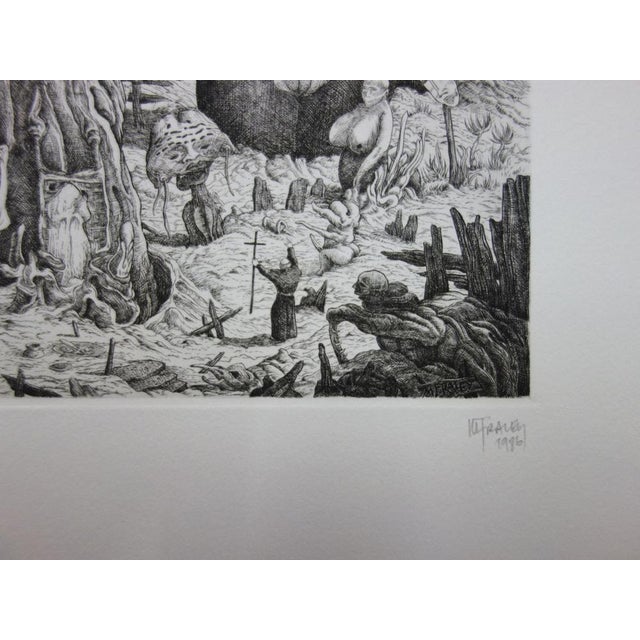 Miguel Fraley, Tentative, Original Etching For Sale - Image 3 of 7