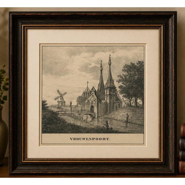 Vrouwenpoort, Leeuwarden – Historic Frisian City Gate View, c.1790 This attractive topographical print depicts the...