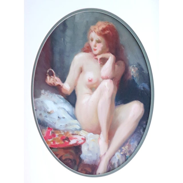 Mid 20th Century Joseph Tomanek, (Czechoslovakian/American 1889-1974) Oil on Artist Board "Nude With Red Hair" - Signed For Sale - Image 4 of 13