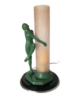 Re-Edition Nude Frankart F612 Lamp With Crackle Glass Shade