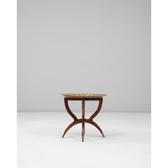 1970s Moroccan Mid-Century Walnut Coffee Table With Spider Legs and Bronze Top For Sale - Image 16 of 18