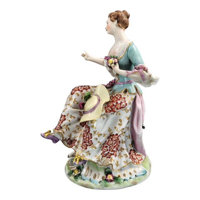 Rococo Shepherdess with Sheep Figurine in Porcelain, 1870s For Sale - Image 3 of 12