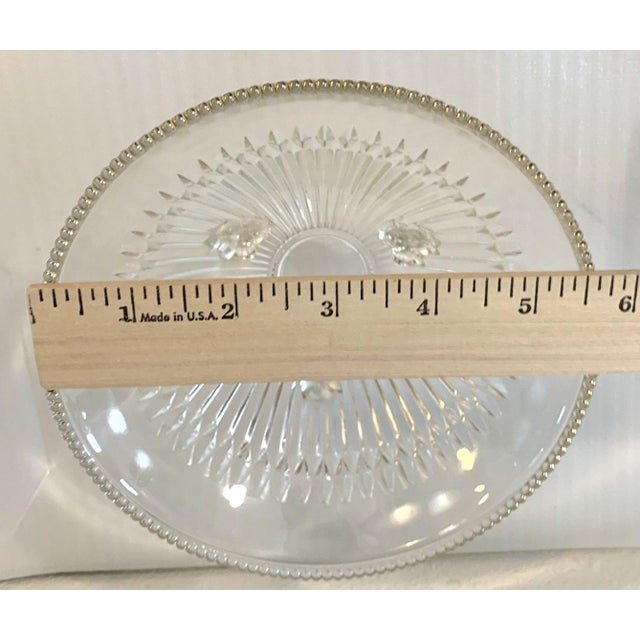 Gemstone Vintage Mid Century Modern Jeannette 3-Feet Nut/Candy Bowl Diamond-Paneled Sides Beaded Trim 1950s-70s For Sale - Image 7 of 8