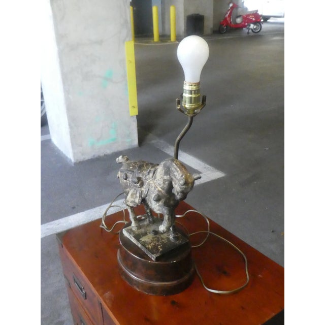 Wood Vintage Chinese Tang Horse Decorator Lamp For Sale - Image 7 of 9