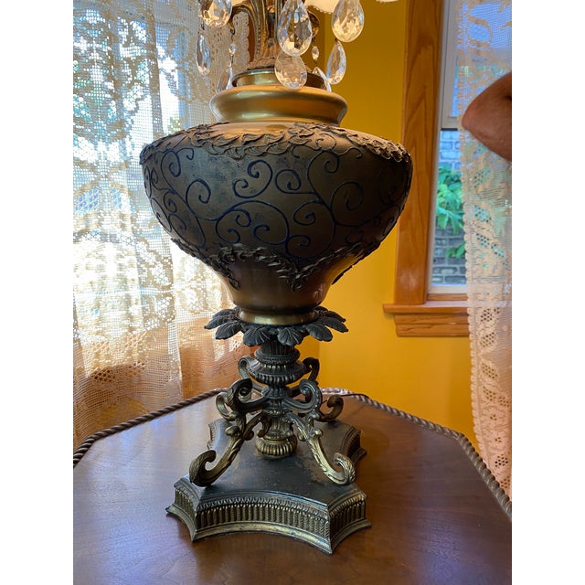 1950's Vintage Carl Falkenstein Hollywood Regency Tall Table Lamp With Jeweled Crystal For Sale - Image 18 of 18