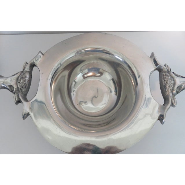 Longhorn Pewter Serving Platter Bowl Display W Steer Head Handles Large 3d For Sale In Dallas - Image 6 of 10