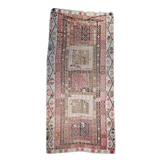 Vintage Anatolian Turkish Kilim Gallery Rug, Flat-Woven Geometric Pattern, Brick Red & Ivory, 6x14 For Sale