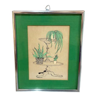 M. Baldasaro 1970s Framed Botanical Drawing For Sale