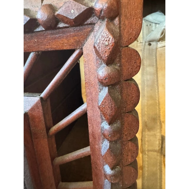 Wood Antique 19th Century Tramp Art Large Wooden Mirror, 1800s For Sale - Image 7 of 12