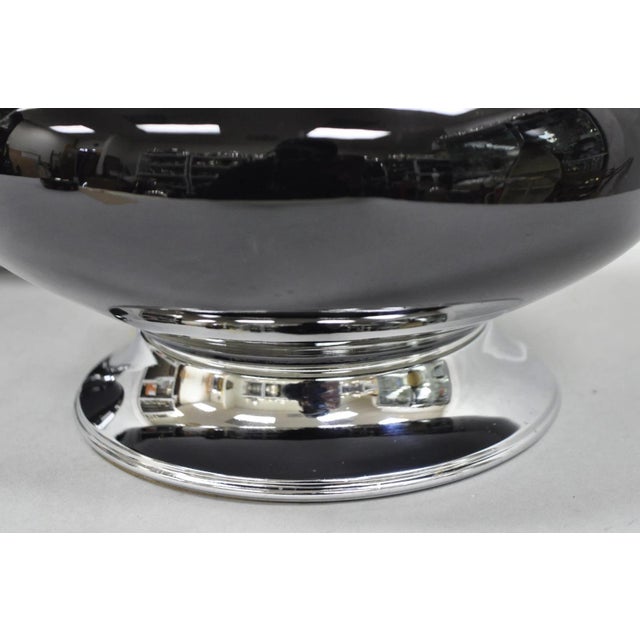 Vintage Mid Century Modern Black Glazed Ceramic & Chrome Table Lamps - A Pair For Sale - Image 10 of 12