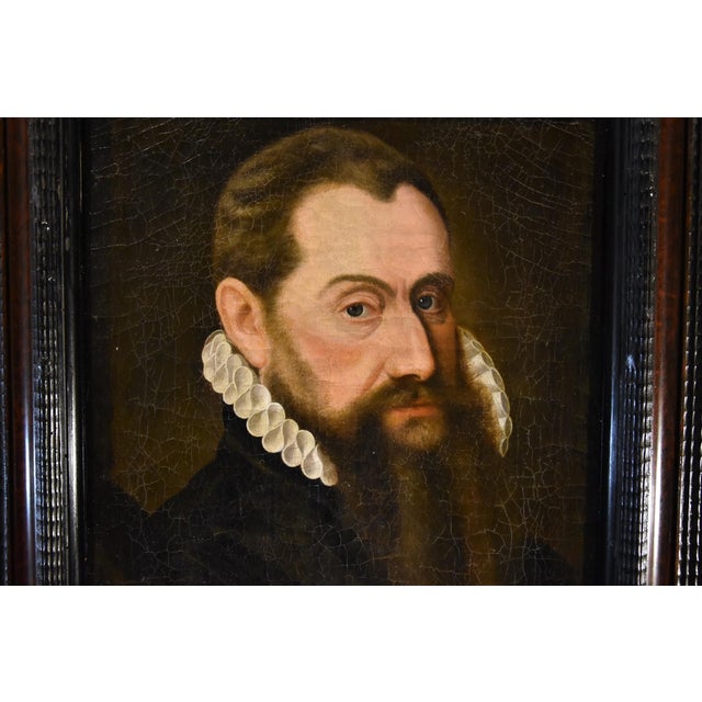 Circle of Frans Pourbus, Portrait of a Man, 1570, Oil on Canvas For Sale - Image 8 of 12