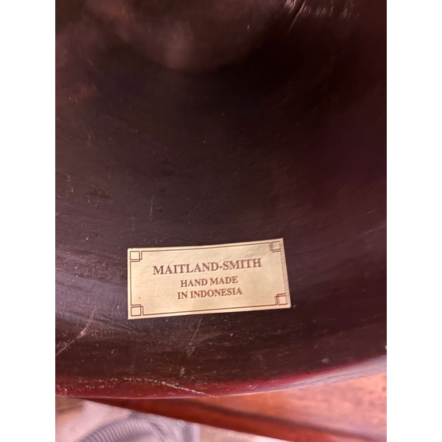 1980s Vintage Maitland-Smith Hand Carved Wooden Pedestal Centerpiece Tazza Bowl For Sale - Image 5 of 6
