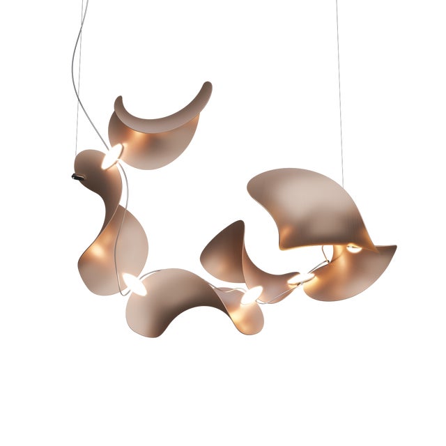 Copper Dune 6 Spiral Chandelier with Shades in Copper Metallic Tone by Daniel Becker for Moss Objects For Sale - Image 8 of 8